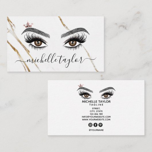 Elegante make-up artist Beauty Lash Uitbreiding oo Visitekaartje (Voorkant / Achterkant)