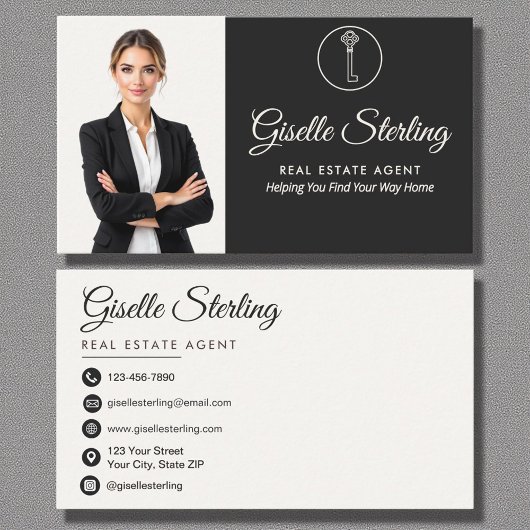 Elegante makelaar foto neutraal visitekaartje