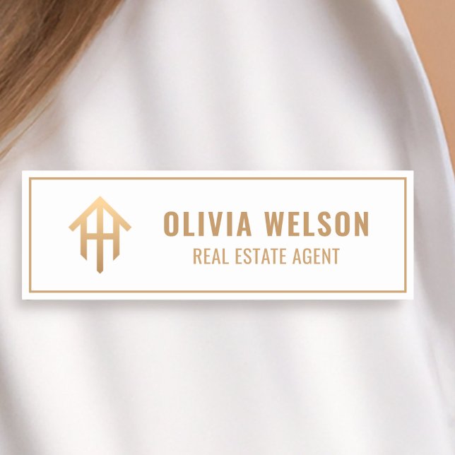 Elegante makelaar Gold Script House Logo