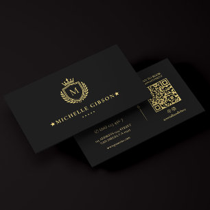Elegante makelaar vastgoed monogram wapenschild kr visitekaartje