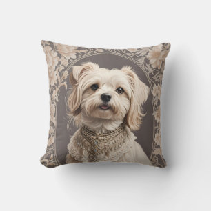 Elegante Maltese hond William Morris geïnspireerd Kussen