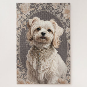Elegante Maltese hond William Morris geïnspireerd Legpuzzel