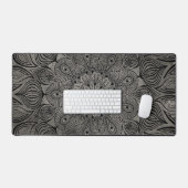 Elegante Mandala Bloem Zen Gedempte Neutrale Grijs Bureaumat (Keyboard & Muis)