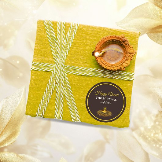 Elegante mandala diya hindoe aangepaste gouden diw ronde sticker