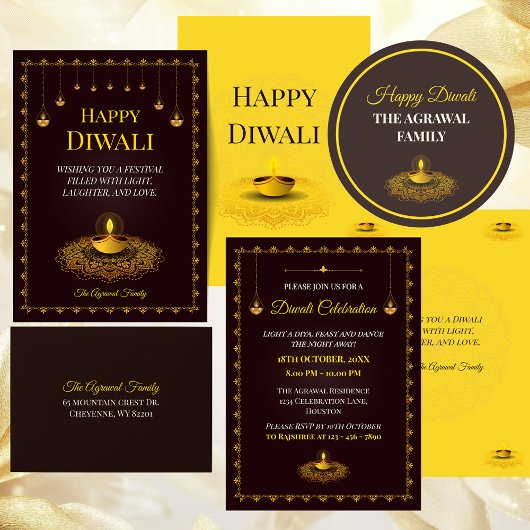 Elegante mandala diya hindoe aangepaste gouden diw ronde sticker