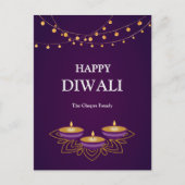 Elegante Mandala diyas custom Paarse Diwali Feestdagenkaart (Voorkant)