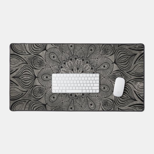 Elégante Mandala Flower Zen Muted Neutral Grey (Clavier et souris)