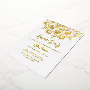 Elegante Mandala Henna Party Mehndi Real Gold Folie Uitnodiging