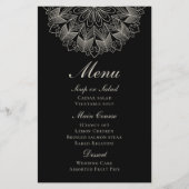 Elegante Mandala Indiase Boho Zwarte Trouwmenu (Voorkant)