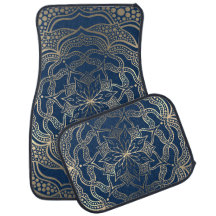 Elegante Mandala Kunst Boho Goud en Marineblauw Lu