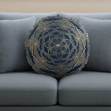 Elegante Mandala Kunst Boho Luxe Goud en Marinebla