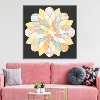 Elegante Mandala Wandkunst | Geometrische Boho Canvas Afdruk