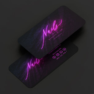 Elegante Manicurist Nail Artist Tech Neon Paarse Visitekaartje