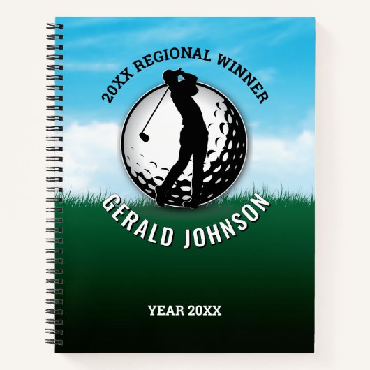 Elegante Mannen Golf Monogram Design Notitieboek (Voorkant)