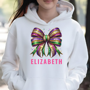Elegante Mardi Gras Coquette Bow Custom White Trui