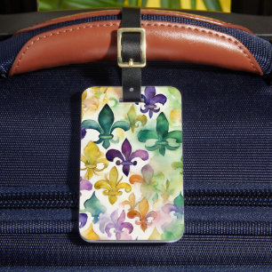 Elegante Mardi Gras-waterverf Bagagelabel