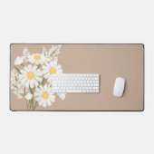 Elégante marguerite florale blanche sur beige (Clavier et souris)