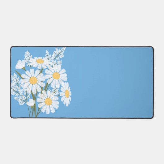 Elégante marguerite florale blanche sur bleu (Recto)