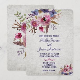 Elégante Mariage Aquarelle Fleurs Invitations