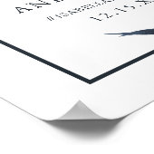 Élégante Mariage bleu foncé Floral Affiche de bien (Coin)