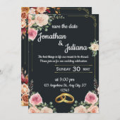 élégante Mariage Célébration invitation florale (Devant / Derrière)