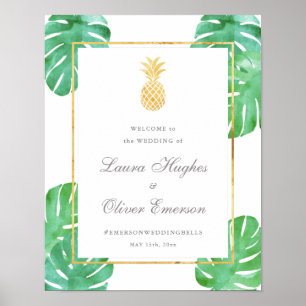 Élégante Mariage d'ananas tropicale Affiche de bie