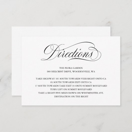 Élégante Mariage de script Instructions Carte de b (Devant / Derrière)