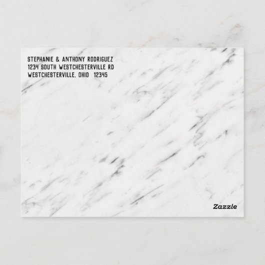 Elégante Mariage en marbre noir moderne Carte de r (Dos)