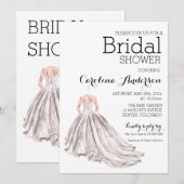 Elégante Mariage Gown Bridal Shower Invitation (Devant / Derrière)