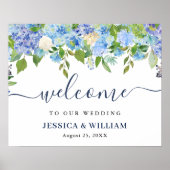Élégante Mariage Hydrangea Affiche de bienvenue (Devant)