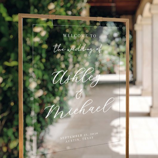 Élégante Mariage moderne Affiche de bienvenue acr