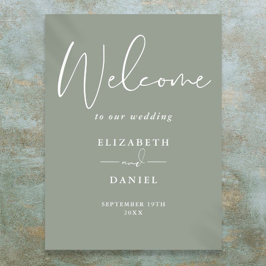 Élégante Mariage moderne Sage Green Affiche de bie