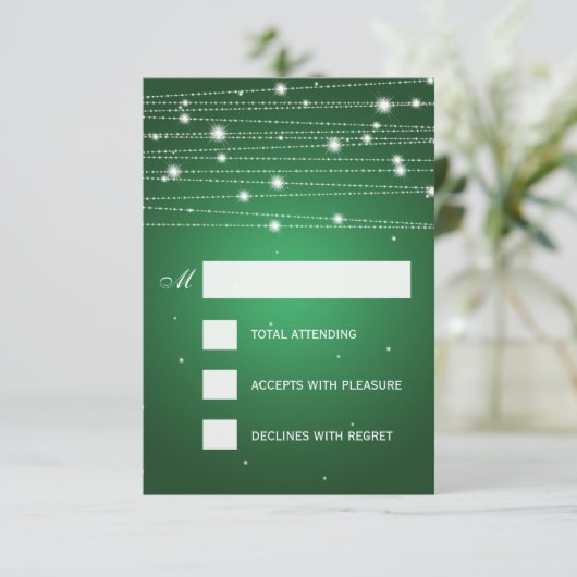 Elégante Mariage RSVP lignes étincelantes vert éme (Debout devant)