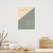 Élégante Mariage Sage Green Et Crème Affiche de bi (Cuisine)