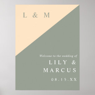 Élégante Mariage Sage Green Et Crème Affiche de bi