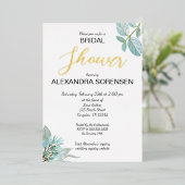 Élégante mariée sauge et or Invitation en feuille (Debout devant)