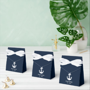 Elegante marine anker in navyblauw bedankdoosjes