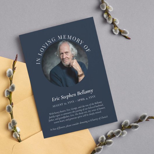 Elégante Marine Blanche Dans Faire-part Mémoire Am