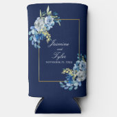 Elegante Marine Blauw Goud Bloemen Custom Wedding (Voorkant)