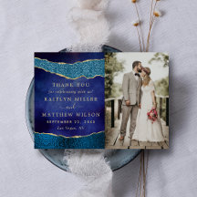 Elegante Marine Blauw & Gouden Agaat Bruiloft Foto