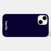 Elegante Marine Blauw Wit Gepersonaliseerde Naam Case-Mate iPhone Case (Achterkant (horizontaal))