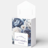 Elegante Marine Blauwe pioenen & witte rozen bruil Bedankdoosjes (Open)