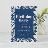 Elégante Marine Blue Anniversaire Fête Invitation (Debout devant)