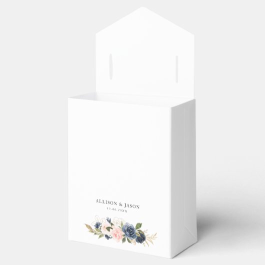 Elegante marine en blos bloemenbruiloftsgunstbox bedankdoosjes (Geopend)