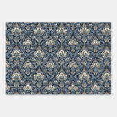 Elegante marine en ivoor damast jacquard patroon inpakpapier vel (Voorkant 2)