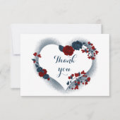 elegante marine en rode floral bedankkaart (Voorkant)