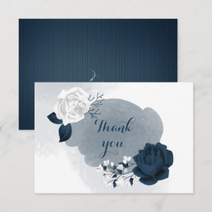 élégante marine et carte de remerciements floral b