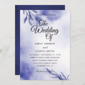 Elégante marine et invitation de mariage violet (Devant / Derrière)