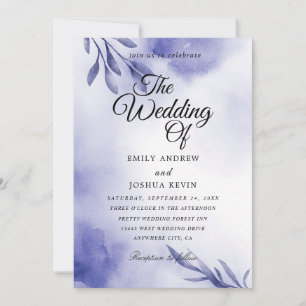 Elégante marine et invitation de mariage violet