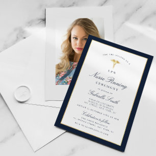 Elegante marine & goud LPN verpleegster pinning ce Kaart